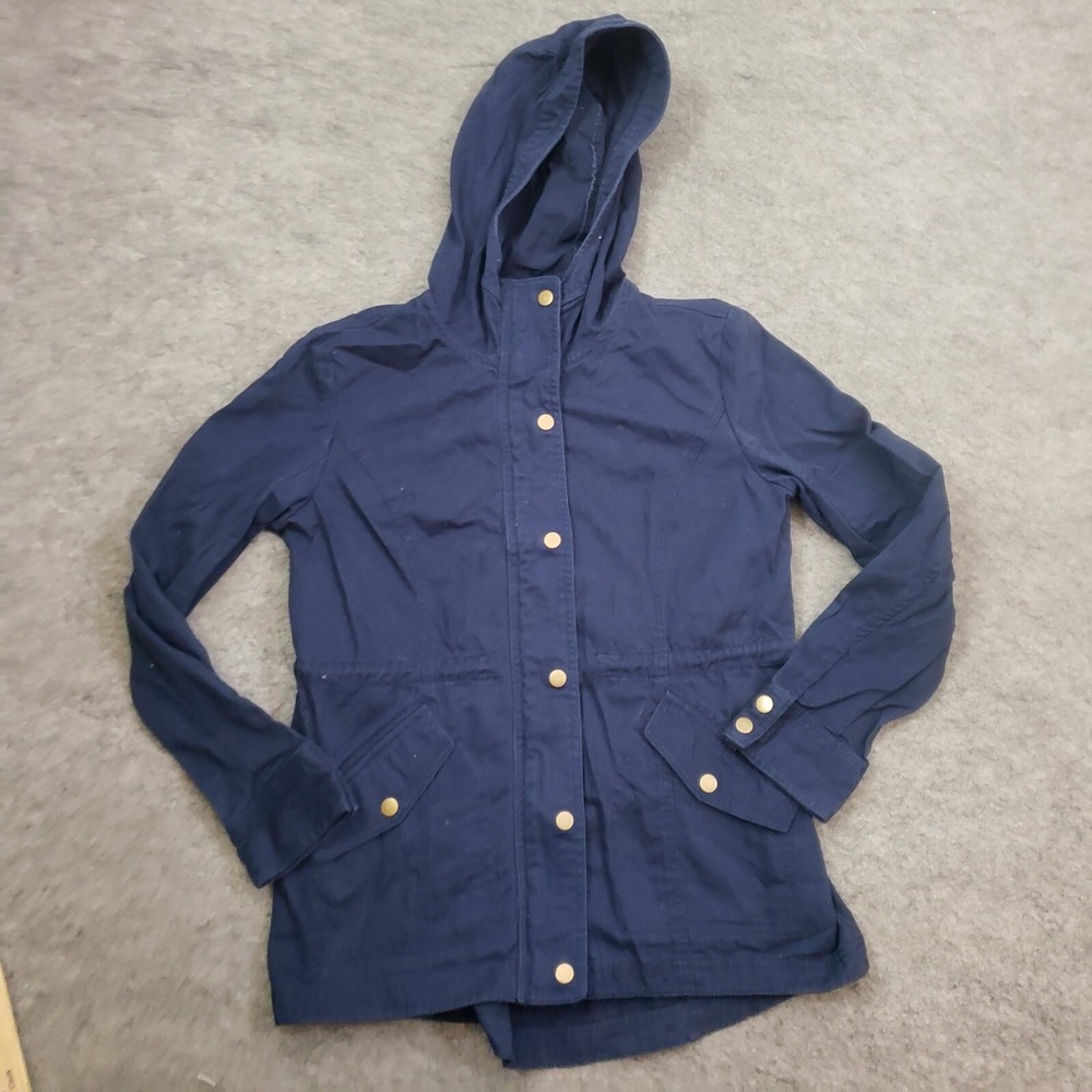 Forever 21 Jacket Womens Medium Blue Coat Parka Long Sleeve Hooded Casual Ladies